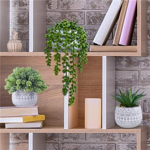 artificial succulent potted plants faux greenery for home office 3 set small - Picture 5 of 8